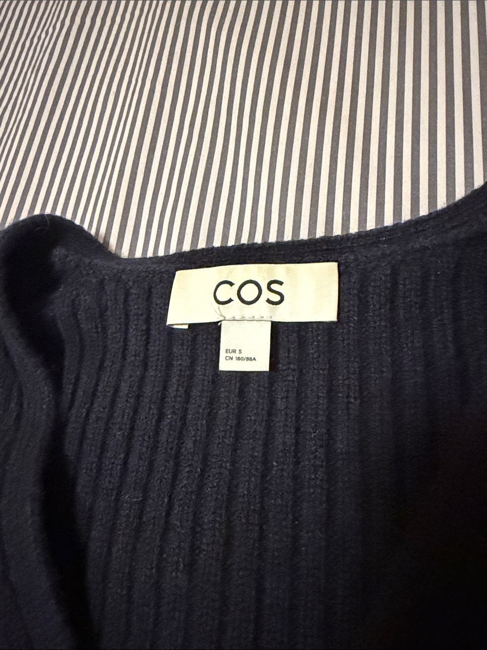 COS Navy Ribbed Knit Vest with Three Front Pockets - Picture 3 of 7